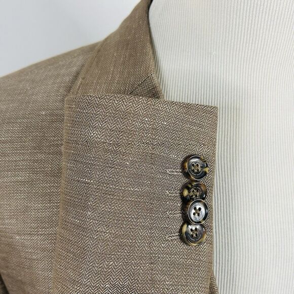 NWT Joseph Abboud Large Sport Coat Linen Blend Beige Herringbone Two Button - Picture 5 of 8
